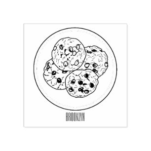 Cookie cartoon afbeelding chocolade chip 	rubberstempel