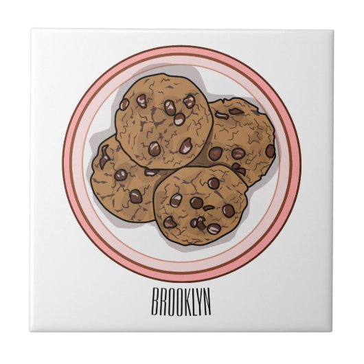Cookie cartoon afbeelding chocolade chip tegeltje (Voorkant)