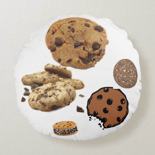 Cookie Chocolade Chips Snoepjes Dessert Bakkerij C Rond Kussen (Voorkant)