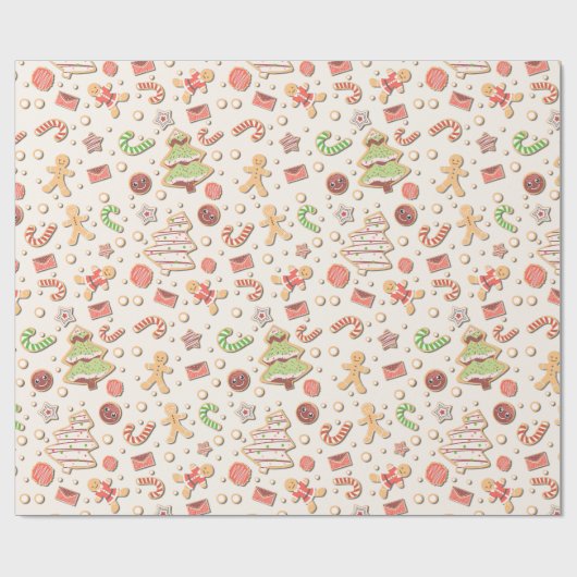 Cookie Christmas Pattern - Zoet en feestelijk Cadeaupapier (Vlak)
