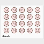 Cookie Cut Chocolade Roze Monogram Initiaal Sticke Ronde Sticker (Vel)