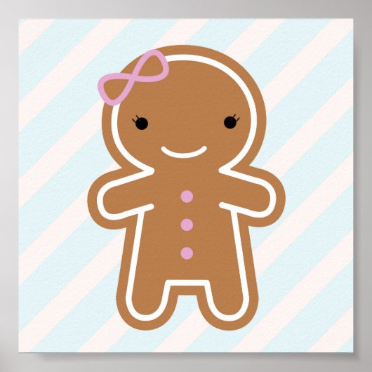 Cookie Cute Kawaii Gingerbrood Girl Poster (Voorkant)