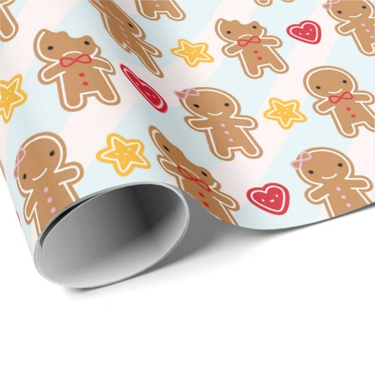 Cookie Cute Kawaii Gingerbrood Mannen Cadeaupapier (Rol Hoek)