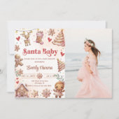Cookie de Noël rose Baby shower Photo Invitation (Devant)