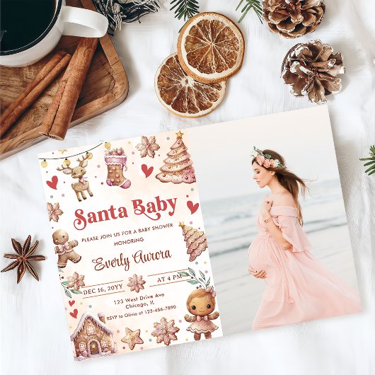 Cookie de Noël rose Baby shower Photo Invitation