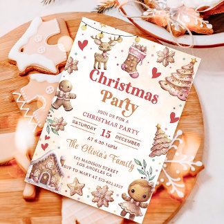 Cookie de Noël rose Fête de Noël Invitation
