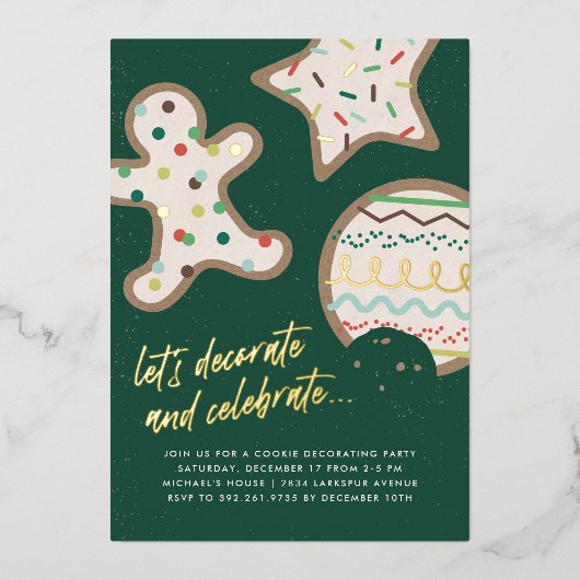 Cookie de Noël Vert Décoration Fête Invitation (Recto)