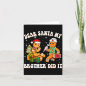 Cookie Dear Santa My Brother Did It Funny Christma Kaart (Voorkant)