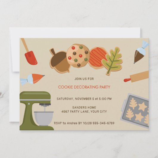 COOKIE DECORATIE PARTY UITNODIGING (Voorkant)