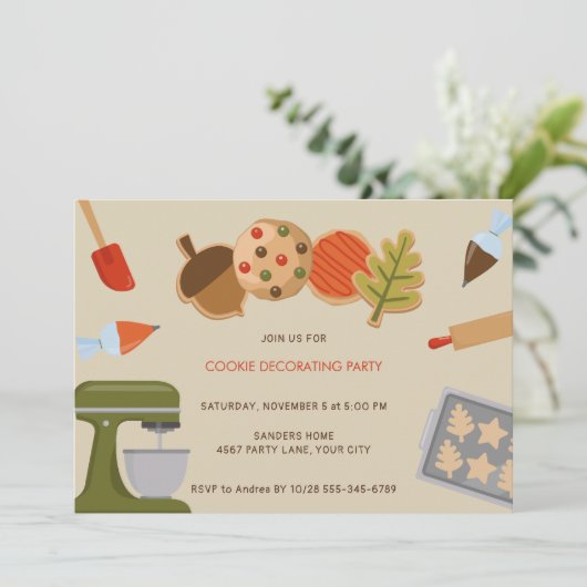 COOKIE DECORATIE PARTY UITNODIGING (Staand voorkant)