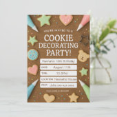 Cookie Decorating Hout Verjaardag Uitnodiging (Staand voorkant)