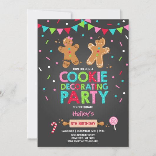 Cookie Decorting Party Invitation Holiday Party Kaart (Voorkant)