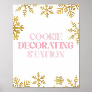 Cookie d'hiver Onederland Décoration or rose