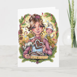 Cookie Elves Gevouwen Wenskaart Gingerbread Kaart