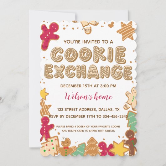 Cookie Exchange Fête de Noël Invitation (Devant)