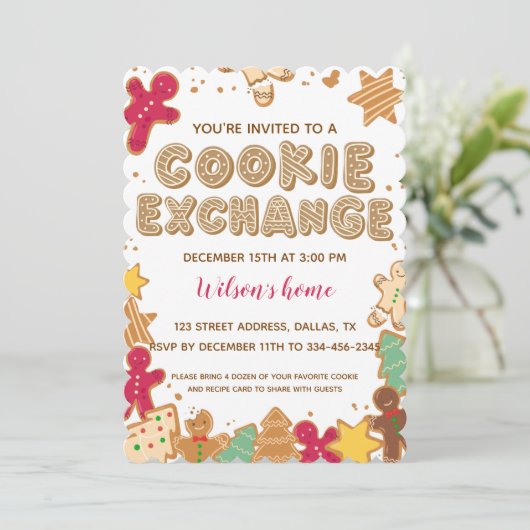 Cookie Exchange Fête de Noël Invitation (Debout devant)