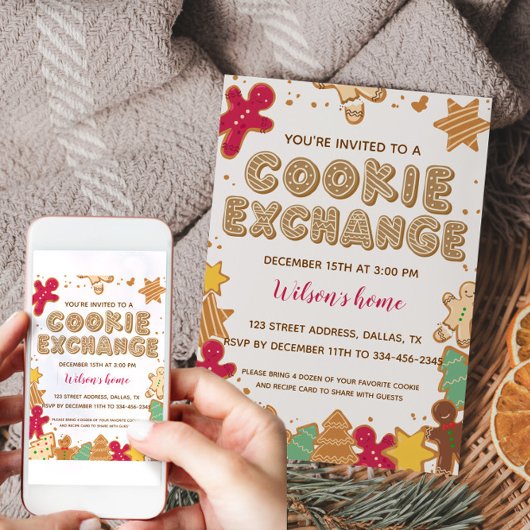Cookie Exchange Fête de Noël Invitation
