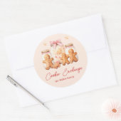 Cookie Exchange Gingerbread Man Blush Ronde Sticker (Envelop)
