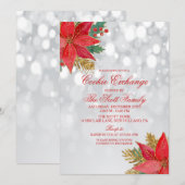 Cookie Exchange Holiday Poinsettia Invitation (Devant / Derrière)