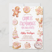 Cookie Exchange Roze Kerstfeest Kaart (Voorkant)