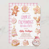 Cookie Exchange Roze Kerstfeest Kaart (Voorkant / Achterkant)