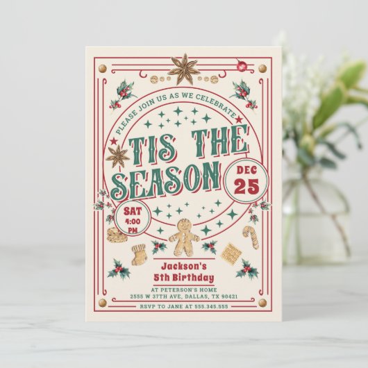 Cookie Kerstmis Is Het Seizoen Verjaardag Kaart (Staand voorkant)