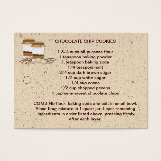 Cookie mix in een potje recept Label Visitekaartjes (Voorkant)