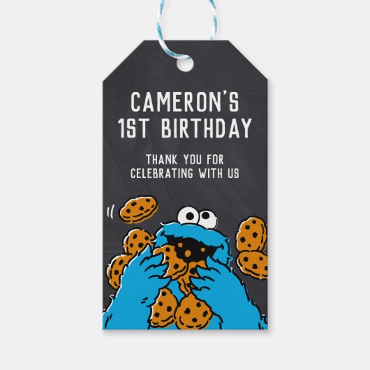Cookie Monster | 1e verjaardag bedankt Cadeaulabel (Voorkant)
