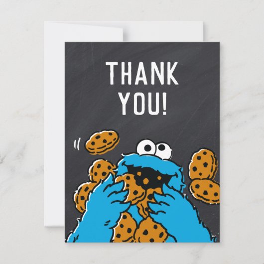 Cookie Monster Anniversaire Tableau Noir Merci (Devant)