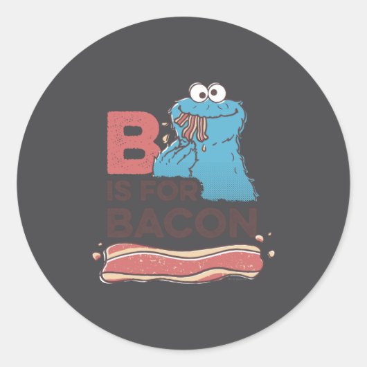 Cookie Monster B Is For Bacon  Ronde Sticker (Voorkant)