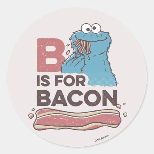 Cookie Monster | B is voor Bacon Ronde Sticker (Voorkant)