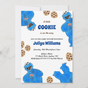 Cookie Monster Baby Shower Uitnodiging