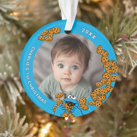 Cookie Monster Baby's 1st Christmas Photo Ornament (Arbre)