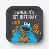 Cookie Monster Birthday Chalkboard Papieren Bordje (Voorkant)