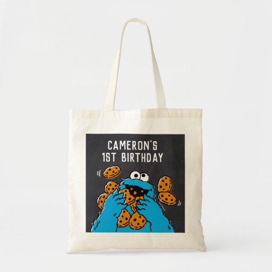 Cookie Monster Birthday Chalkboard Tote Bag (Voorkant)
