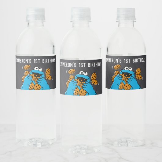 Cookie Monster Birthday Chalkboard Waterfles Etiket (Flessen)