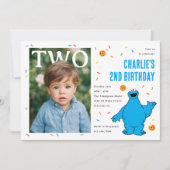 Cookie Monster Blue Confetti Second Birthday Kaart (Voorkant)