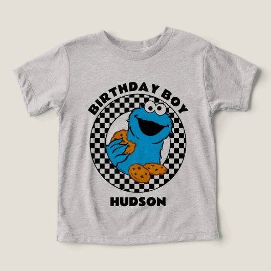 Cookie Monster Carreaux Anniversaire Garçon (Design Recto)