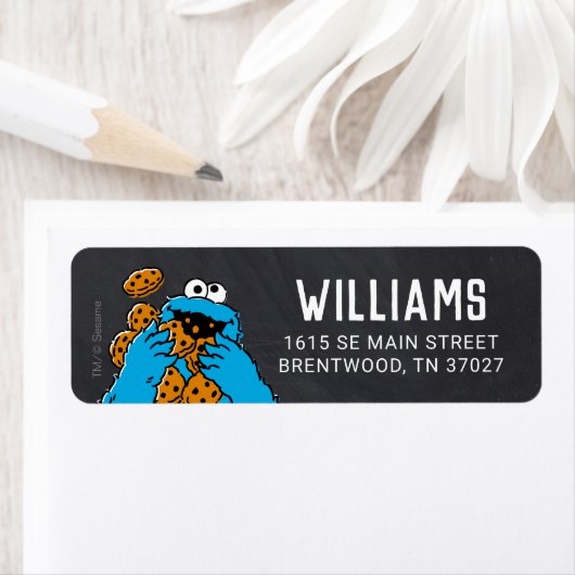 Cookie Monster Chalkboard Baby shower Etiket (Insitu)