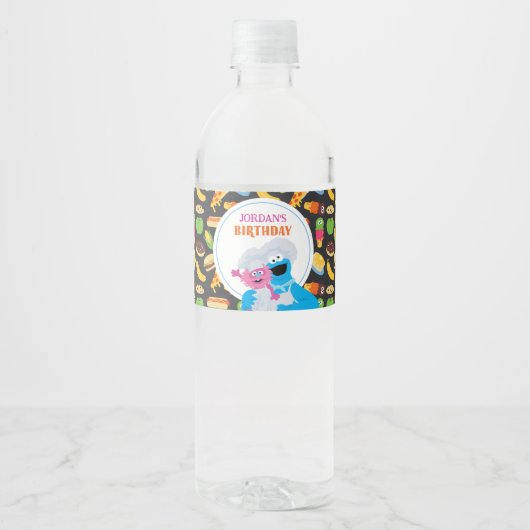 Cookie Monster Chalkboard Foodie Truck Waterfles Etiket (Voorkant)