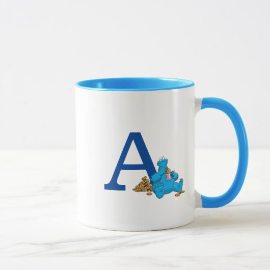 Cookie Monster Eating Cookies Monogram A Mok (Rechts)