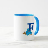 Cookie Monster Eating Cookies Monogram F Mok (Voorkant rechts)