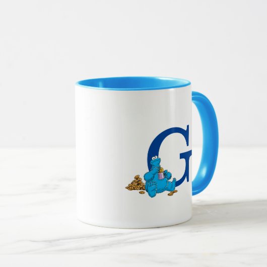Cookie Monster Eating Cookies Monogram G Mok (Voorkant rechts)