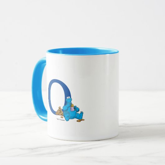Cookie Monster Eating Cookies Monogram O Mok (Voorkant links)