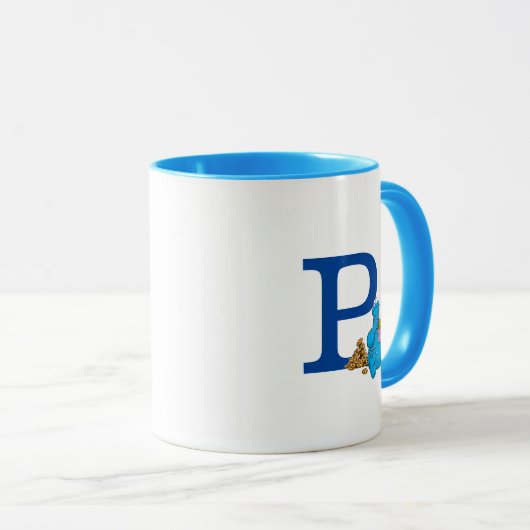  Cookie Monster Eating Cookies Monogram P Mok (Voorkant rechts)