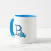 Cookie Monster Eating Cookies Monogram P Mok (Voorkant links)