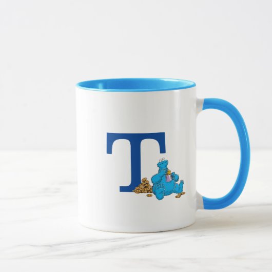 Cookie Monster Eating Cookies Monogram T Mok (Rechts)