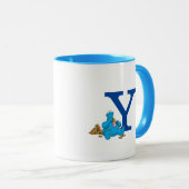 Cookie Monster Eating Cookies Monogram Y Mok (Voorkant rechts)