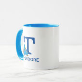 Cookie Monster Eating Cookies Naam & Monogram T Mok (Voorkant links)
