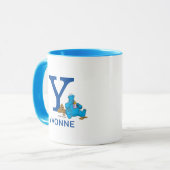 Cookie Monster Eating Cookies Naam & Monogram Y Mok (Voorkant links)